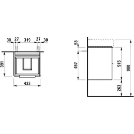 Laufen Base für VAL Waschtischunterschrank 4021321102611, 43,5x53x39cm, 2 Auszüge, weiß glanz