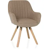 hjh living Esszimmerstuhl drehbar Scandi Soft Polsterstuhl Armlehnstuhl mit Beinen aus Buche, bequem gespolstert, Stoffbezug Beige