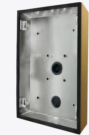 DoorBird D2109V/D2111V/D2112V/D2113V/D2114V Aufputz Montagerückgehäuse Gold-Optik als PVD Beschichtung, Edelstahl, gebürstet