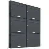 AL Briefkastensysteme 5er Briefkasten Anthrazit Grau RAL 7016 Premium Wand Anlage 5 Fach Postkasten