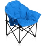 ALPHA CAMP Campingstuhl Faltbar, Strandstuhl Klappbar Leicht mit Becherhalter, Campingstuhl mit Tragetasche für Outdoor, Moonchair bis 150kg, Blau