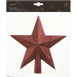 Christbaumspitze Stern mit Glitzer 19cm Kunststoff - Ochsenblut
