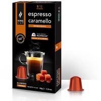 King Cup - 1 Packung mit 10 Kaffe Espresso mit Karamell Kapseln, 10 Kapseln 100% Kompatibel mit dem Nespresso-System von Karamellkaffee Getränk, Glutenfrei und Laktosefrei