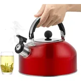 1,8 L Edelstahl Flötenkessel Teekessel Wasserkessel Pfeifkessel, 1800ml Singender Retro Kessel Camping Wasserkessel Für Herd,Grill,Grill Gasbrenner Und Offenes Feuer - Mit Hitzebeständige Griff