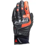 Dainese Carbon 4 Short Gloves, Kurze Motorradhandschuhe aus Leder, mit Knöchelprotektoren aus Carbon, Mann, Schwarz/Fluo-Rot, S