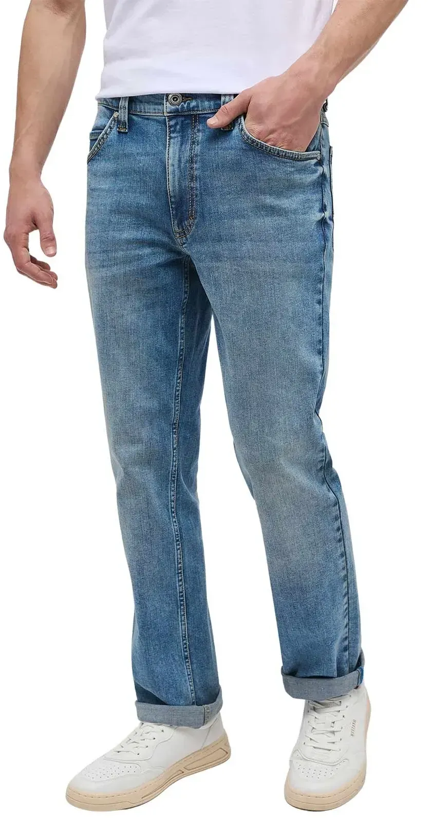 Mustang Tramper Straight Jeans in heller Used Waschung-W32 / L34