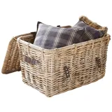 Hofmann Living And More Organizer Truhe Kubu-Rattankorb Aufbewahrungskorb zum Aufklappen 60 x 40 x 38 cm braun