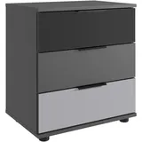 MID.YOU Nachtschrank, Graphit, Schwarz, Hellgrau, Metall, 3 Schubladen, 52x58x38 cm, BQ - Bündnis für Qualität, Made in Germany, DIN EN ISO 9001, Schlafzimmer, Nachttische
