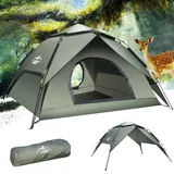 Purebox Camping Zelt, 2-3 Personen Automatisches Pop Up Zel, Instant-Zelt Pop Up Kuppelzelt 4 Jahreszeiten Wasserdicht & Winddicht Campingzelt mit Abnehmbarer für Trekking, Familien, Rucksackreisen