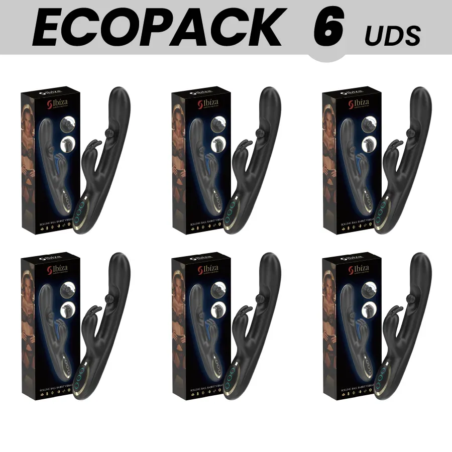 ECOPACKS 6 Einheiten - Ibiza leistungsstarker Rabbit-Vibrator mit Massageperle