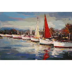 Leinwandbild - Motiv: Schiffe im Hafen - 90 x 120cm