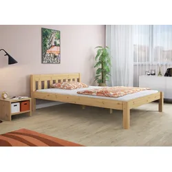 Erst-Holz Futonbett Einzelbett Massivholzbett 120x200 Kieferbett natur Rollrost Matratze 60.38-12 M