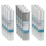 Trinkwasserladen 2 Jahre Filter Set 10" 12-teilig Ersatzfilter Umkehrosmose RO Sediment Aktivkohle