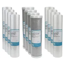 Trinkwasserladen 2 Jahre Filter Set 10" 12-teilig Ersatzfilter Umkehrosmose RO Sediment Aktivkohle