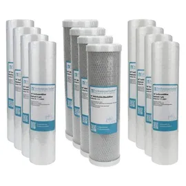 Trinkwasserladen 2 Jahre Filter Set 10" 12-teilig Ersatzfilter Umkehrosmose RO Sediment Aktivkohle