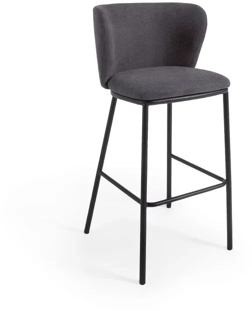 2er-Set Kave Home Barhocker Ciselia Stoff Grau Dunkelgrau