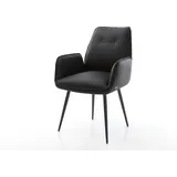 DELIFE Esszimmerstuhl Zoa-Flex Echt-Leder Schwarz 4-Fuß konisch Schwarz Taschenfederkern, Esszimmerstühle