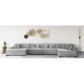 Home Affaire Wohnlandschaft Skara XXL U-Form, Lounge-Sofa XXL mit Federkern-Polsterung, in vielen Bezugsvarianten grau