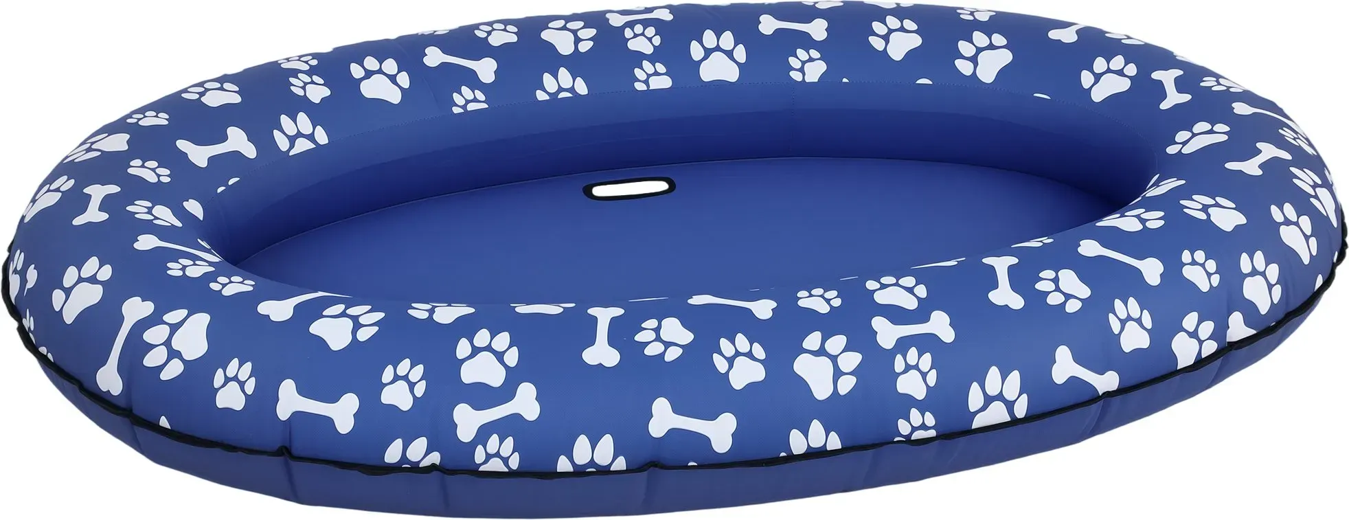 PawHut Aufblasbares Schlauchboot Hunde Faltbare Schwimmende Wassermatte Hund Aufblasbares Hundefloß mit Griffen, Schwimmfloß für Hunde bis 40 kg 155 x 104 x 25 cm Blau   Aosom