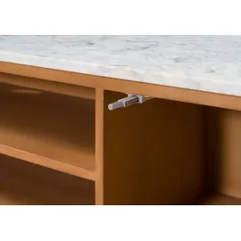 MASSIVMOEBEL24.DE Barcelona TV-Board 220x36x51 Natur Lackiert/Marmor Weiß Metall/Massivholz
