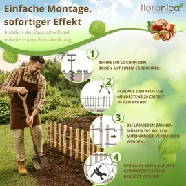 Floranica Staketenzaun 1,0 x 1,0 m imprägnitert braun