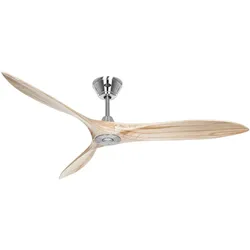 Energiespar Deckenventilator ECO AIRSCREW 152 - Chrom gebürstet / Holz natur