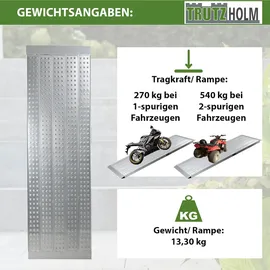 Baumarktplus TRUTZHOLM 1 x Auffahrrampe 200 x 70 cm Traglast 270kg Alu grau Profiliert