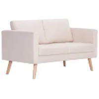 Susany 2-Sitzer-Sofa mit Sitzkissen Polstersofa 116 x 70 x 73 cm,Wohnzimmer Sofa Büro Bettsofa Lounge Couch Schlafcouch | Holzrahmen und Stoff,Cremeweiß