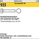 Industrial Quality Supplies DIN 933 Sechskantschraube VG M8x70 Polyamid blank