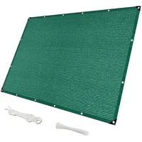 Balkonfächer Ohne Bohren 75x450cm, Balcony Fence Wasserdurchlässig Balkon Sichtschutz Stoff mit Kabelbinder und Seil für Zaun Pavillon Balkongeländer - Dunkelgrün