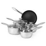 Russell Hobbs BW06572 Bratpfannen Kochtopf set - mit Glasdeckel, 5-teiliges induktions Kochgeschirr-Set, Topfset 16/18/20cm Pfannen,14cm Milchpfanne, 24cm Bratpfanne, Antihaft pfanneset
