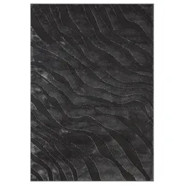 OTTO home Teppich OTTO HOME "Benia, Hoch-Tief-Struktur", schwarz, B:200cm H:19mm L:300cm, Kunstfaser, Teppiche, Teppich, Wellen-Design, leichter Glanz, modern, Wohnzimmer, Schlafzimmer