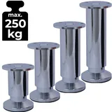 ID Dinkel 8 Möbelfüße Sofafuß Möbelbeine CHROM GLANZ Höhe 8 cm 38 mm belastbar bis 250 KG Sofa Bett Schrank