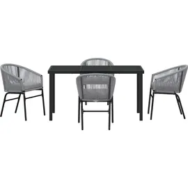 vidaXL Garten Essgruppe 5 pcs Grau Poly Rattan - Grau