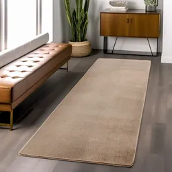 Teppich AYYILDIZ TEPPICHE "JOY 1400", beige, B:80cm H:11mm L:250cm, Polyester, Teppiche, auch Läufer, uni Kurzflor, Wohnzimmer, Kinderzimmer