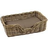 Kobolo Hundekorb Hundesofa aus stabilem Rattan geflochten inkl. Kissen 63x42x18 cm