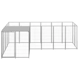 vidaXL Hundezwinger 2,42 m2 Stahl Silber