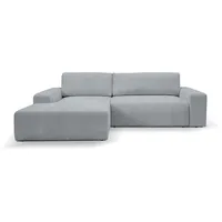 WERK2 Ecksofa »Hugo-L L-Form«, Design Ecksofa in Cord mit Schlaffunktion & Bettkasten, grau