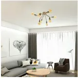 Trango 8-flg 1013S-4ASD Deckenleuchte inkl. 8x 3-Stufen dimmbar 4 Watt E27 2500K goldfarbig LED-Leuchtmittel Edelstahl-Optik *SPY* vintage Kronleuchter, Küchenleuchte, Deckenlampe, Arme schwenkbar
