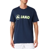 Jako T-shirt T Shirt Promo, Marine Meliert/Neongelb, 4XL