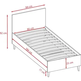 les tendances Kinderbett Kubi 80 x 180 cm Eiche lackiert weiß