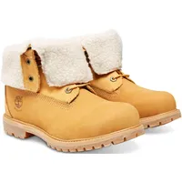 Winterboots TIMBERLAND "TIMBERLAND AUTHENTICMID WARM LINED WATERPROOF BOOT", Damen, Gr. 38,5, gelb (wheat), Leder, Schuhe Winterboots, Snowboots, Winterstiefel, Winterschuhe, wasserdicht und gefüttert