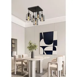 Novel Deckenleuchte 1 E27 quadratisch schwarz, Glas, Metall