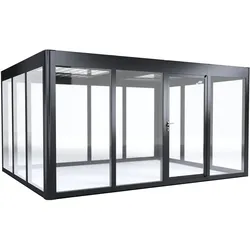 SunElements Design Gewächshaus SunGarden Energy mit Photovoltaikdach 3.4 anthrazit-metallic, Wände: 6mm Acrylglas klar, Dach: Doppelglasmodule 40 % Transparenz