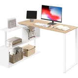 Woltu Schreibtisch Eckschreibtisch Computertisch Bürotisch Arbeitstisch mit Ablagen MDF Hell Eiche -