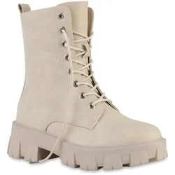 Damen Plateau Boots in Beige
