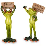 Formano 2er Set lustige Frösche Frosch als Demonstrant mit Schild Figur Froschpaar