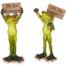 Formano 2er Set lustige Frösche Frosch als Demonstrant mit Schild Figur Froschpaar