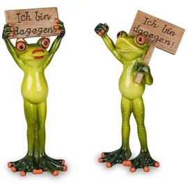 Formano 2er Set lustige Frösche Frosch als Demonstrant mit Schild Figur Froschpaar