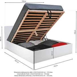 Weber Industries Bettkasten MADRID / Bett 140x190 - Weiß - Weiß